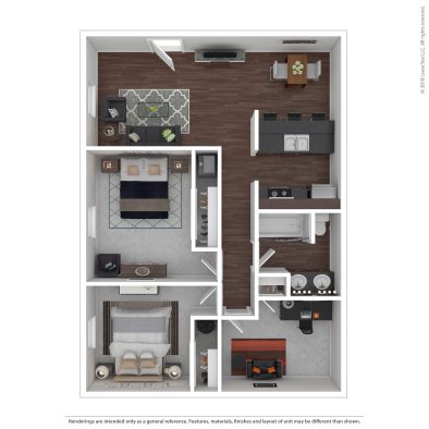 a floor plan of a two bedroom apartment at The Chesterfield Apartments