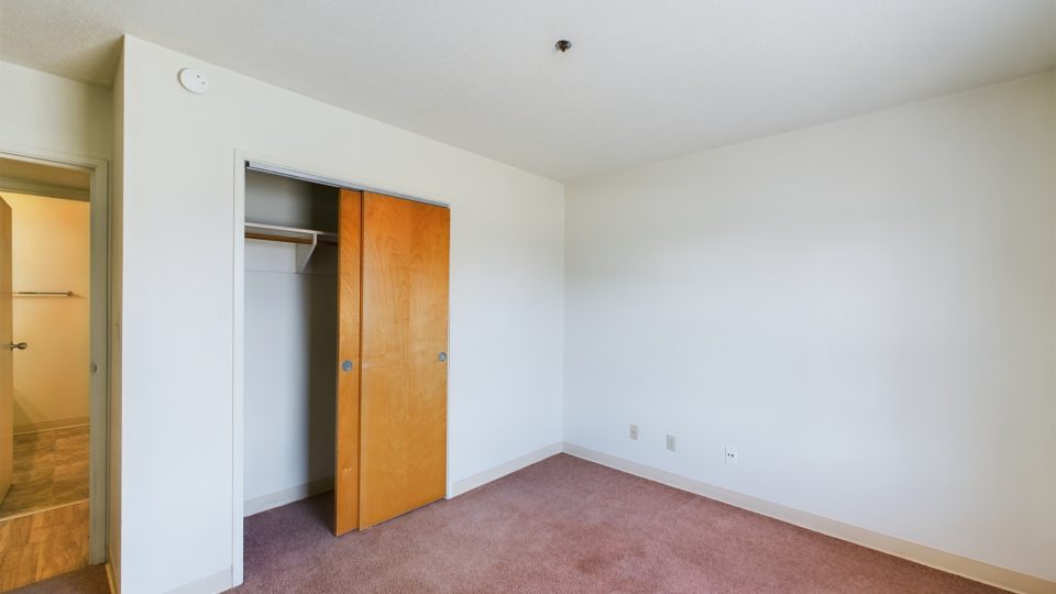 empty room with carpeted floor and closet doors at The Chesterfield Apartments