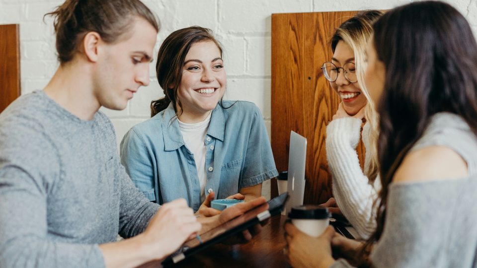 A group of friends at a coffee shop